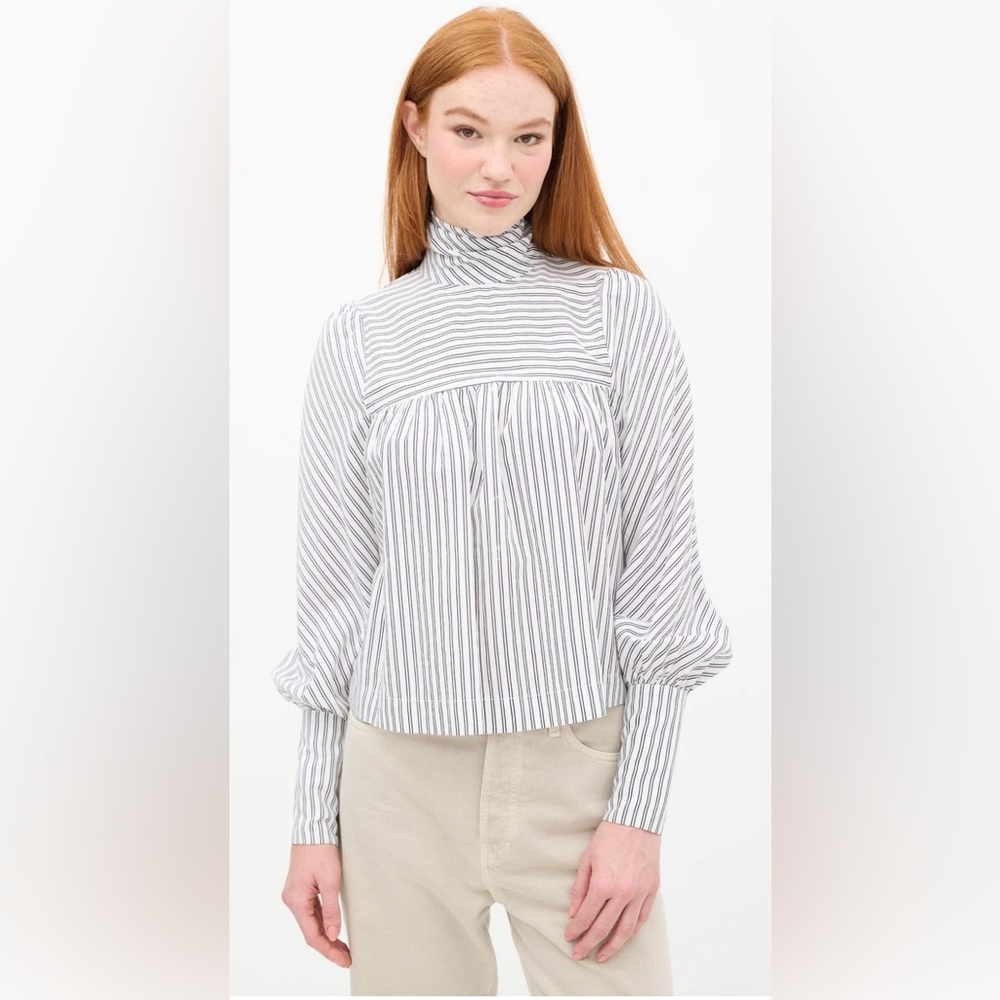 Smythe Striped High Neck Blouse